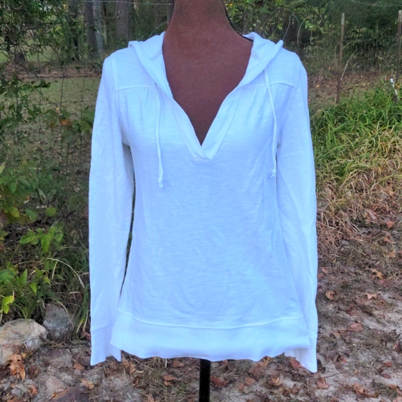 SO Wear It Declare It White Cotton V-Neck Long Sleeve Hoodie - Picture 1 of 10